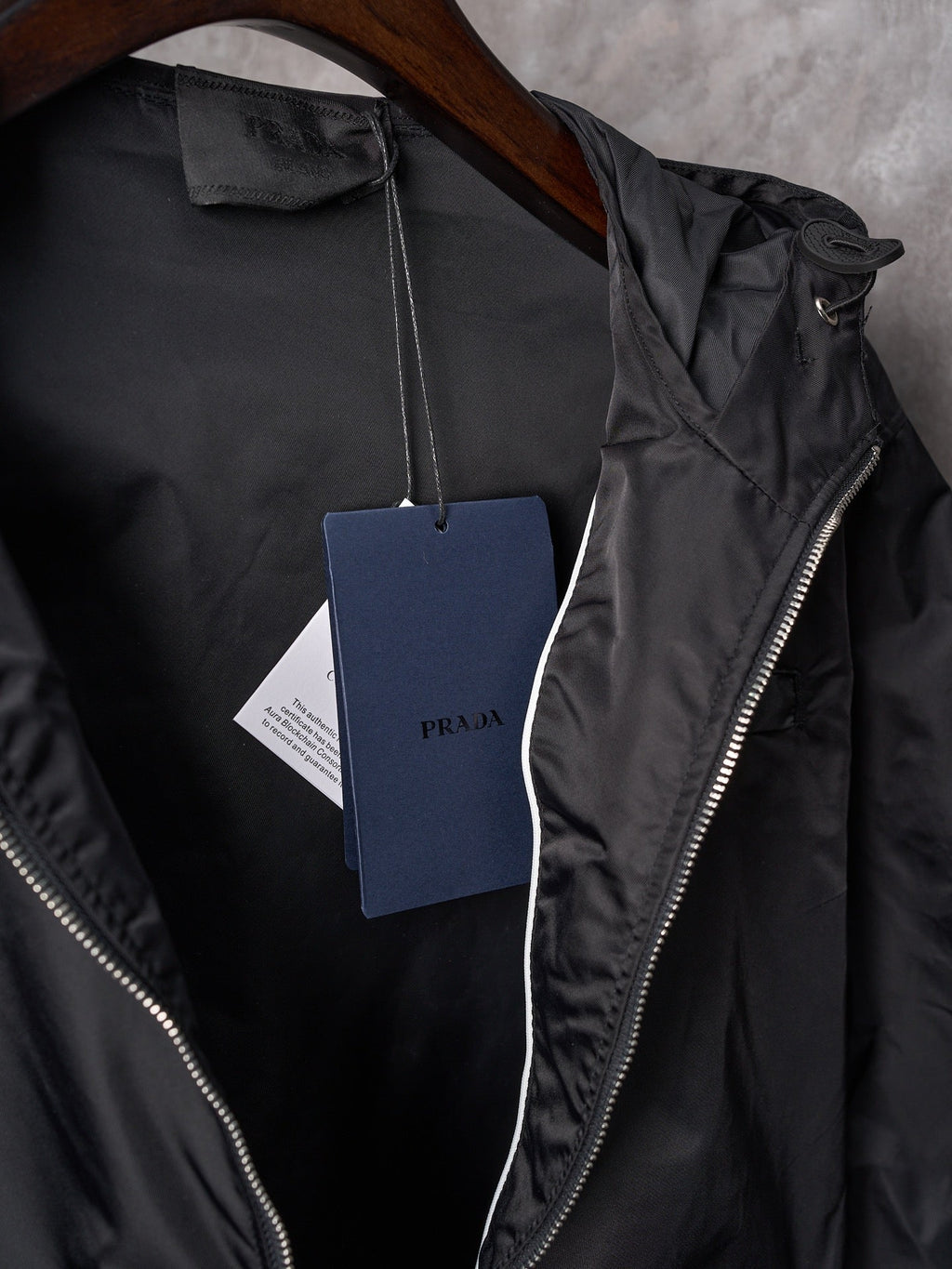 Prada Nylon Zipper Hooded Jacket