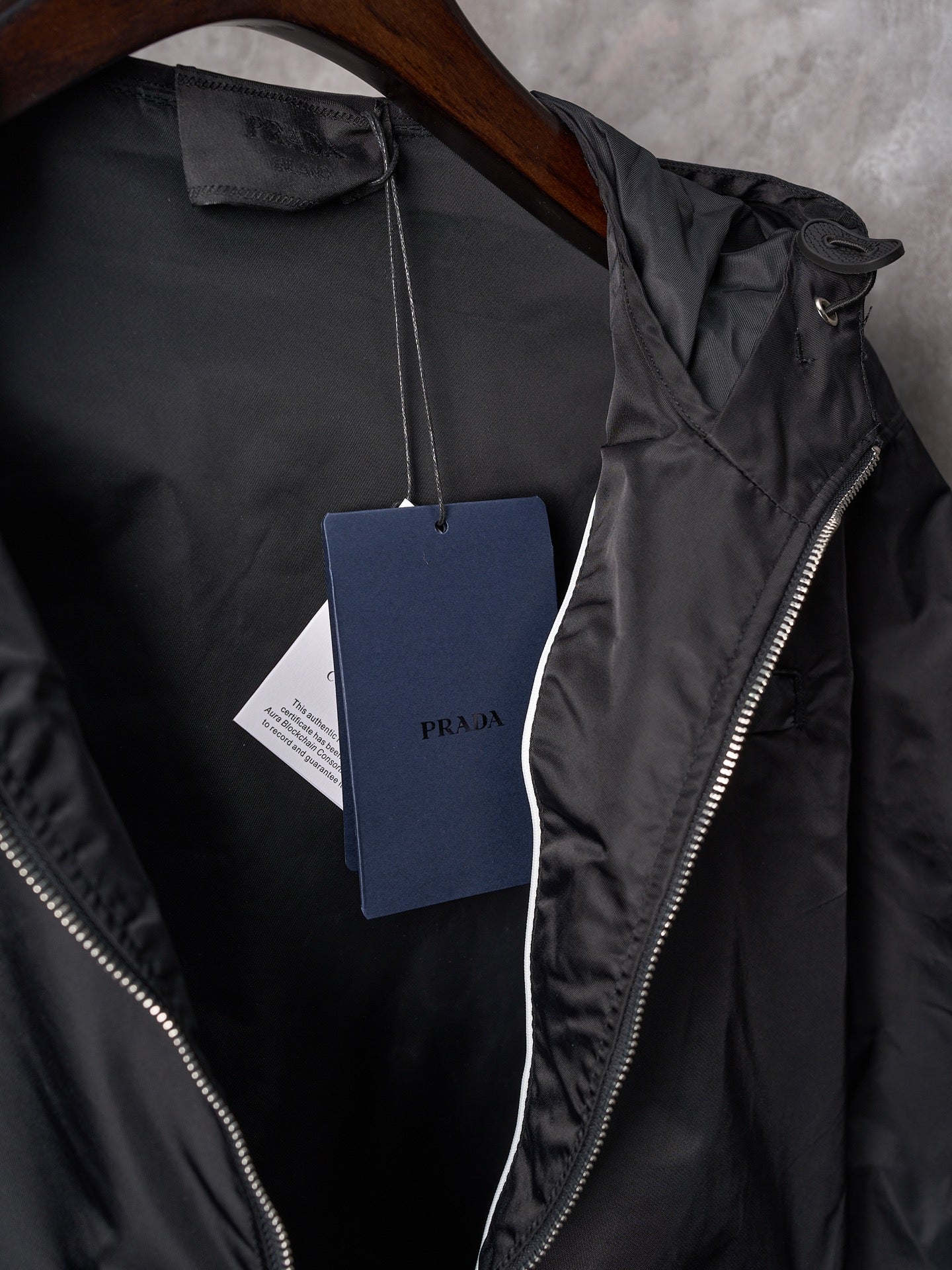 Prada Nylon Zipper Hooded Jacket