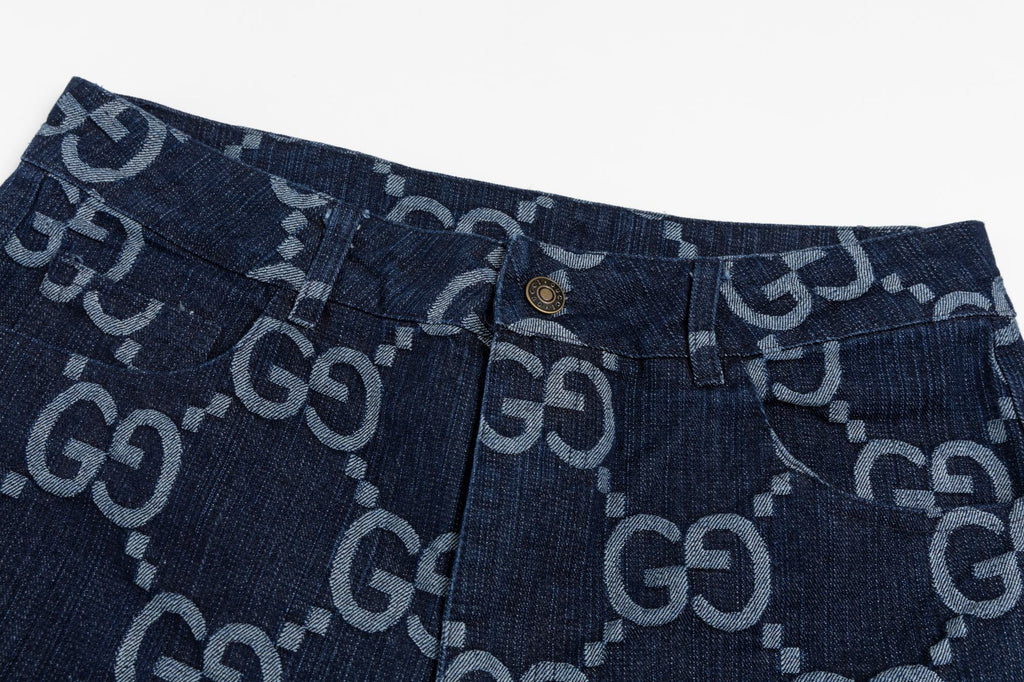 Gucci Cable Knit All over washed denim shorts