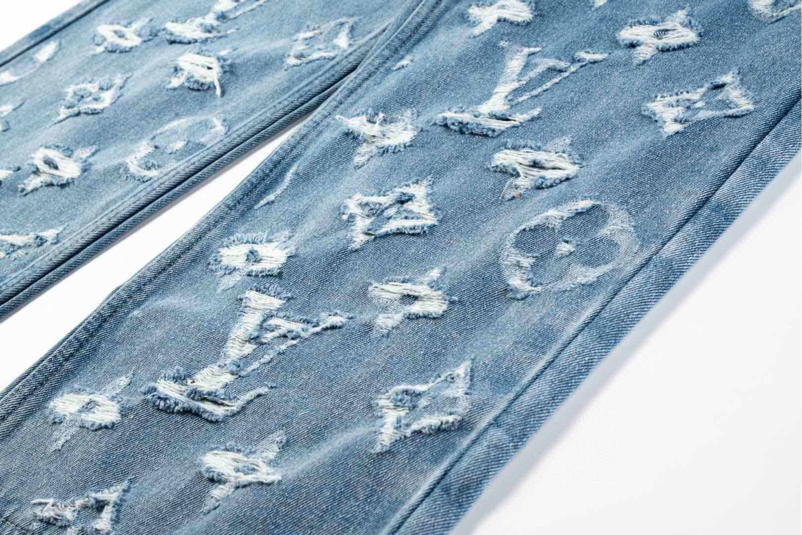 LV Washed Ripped Jeans
