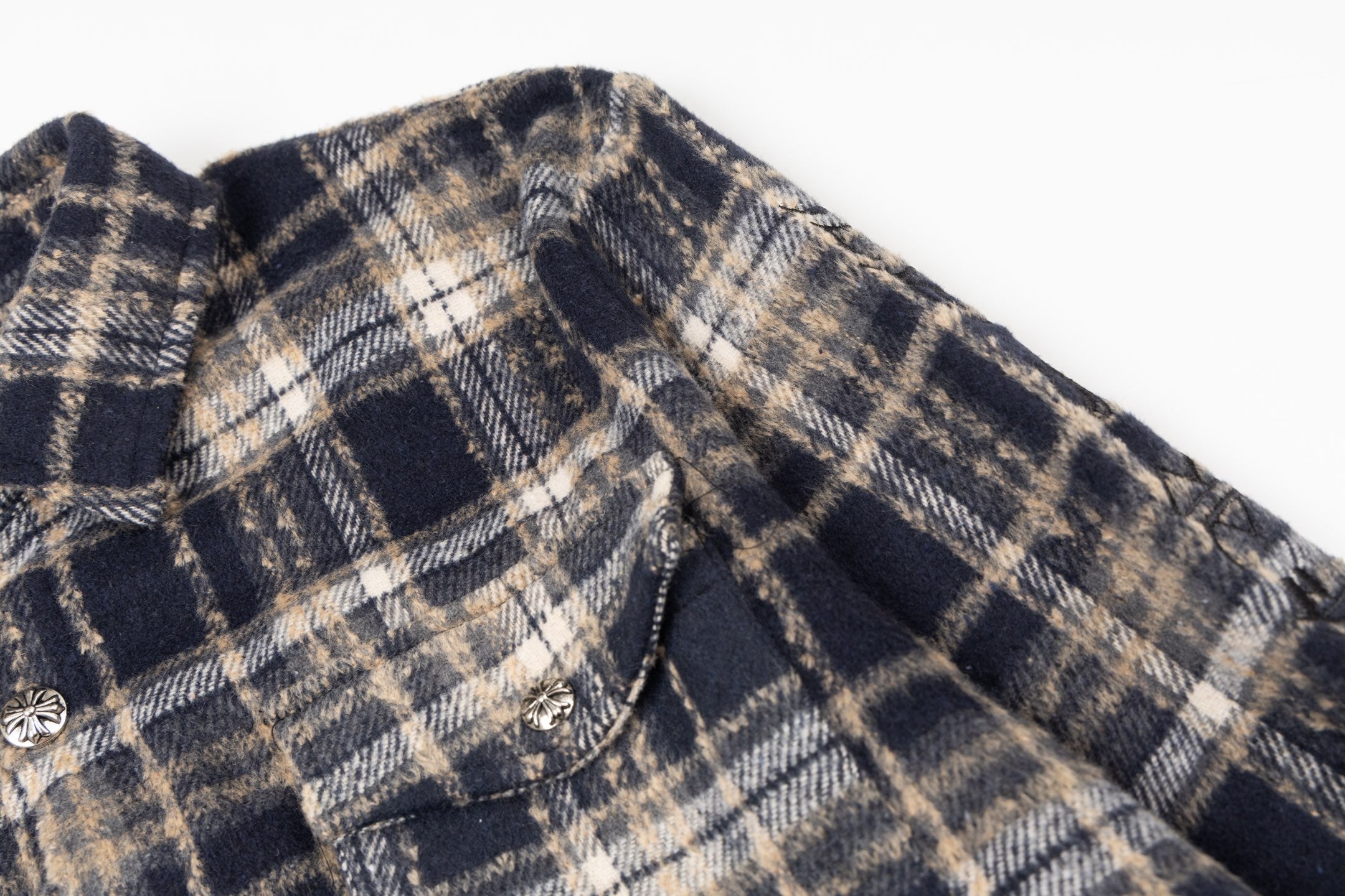Chrome Heart leather label embroidered wool Shirt