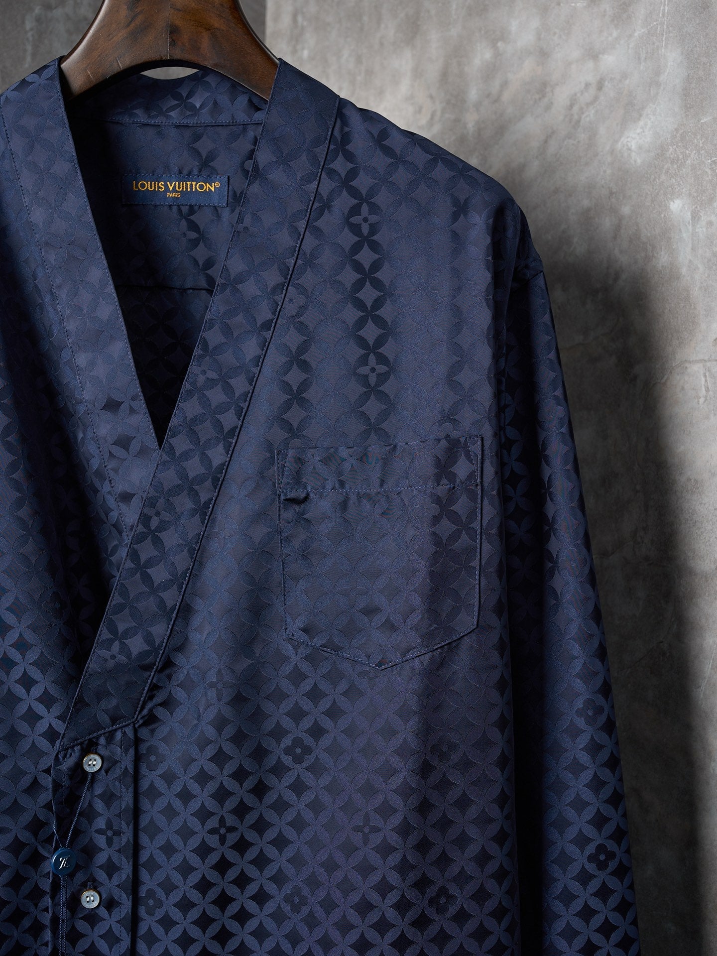 LV Nigo Collaboration Series Four-Leaf Clover Jacquard Kimono-Style Long-Sleeved Shirt