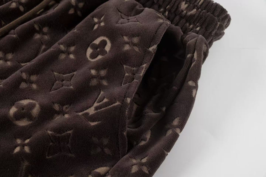 LV Monogram jacquard velvet shorts