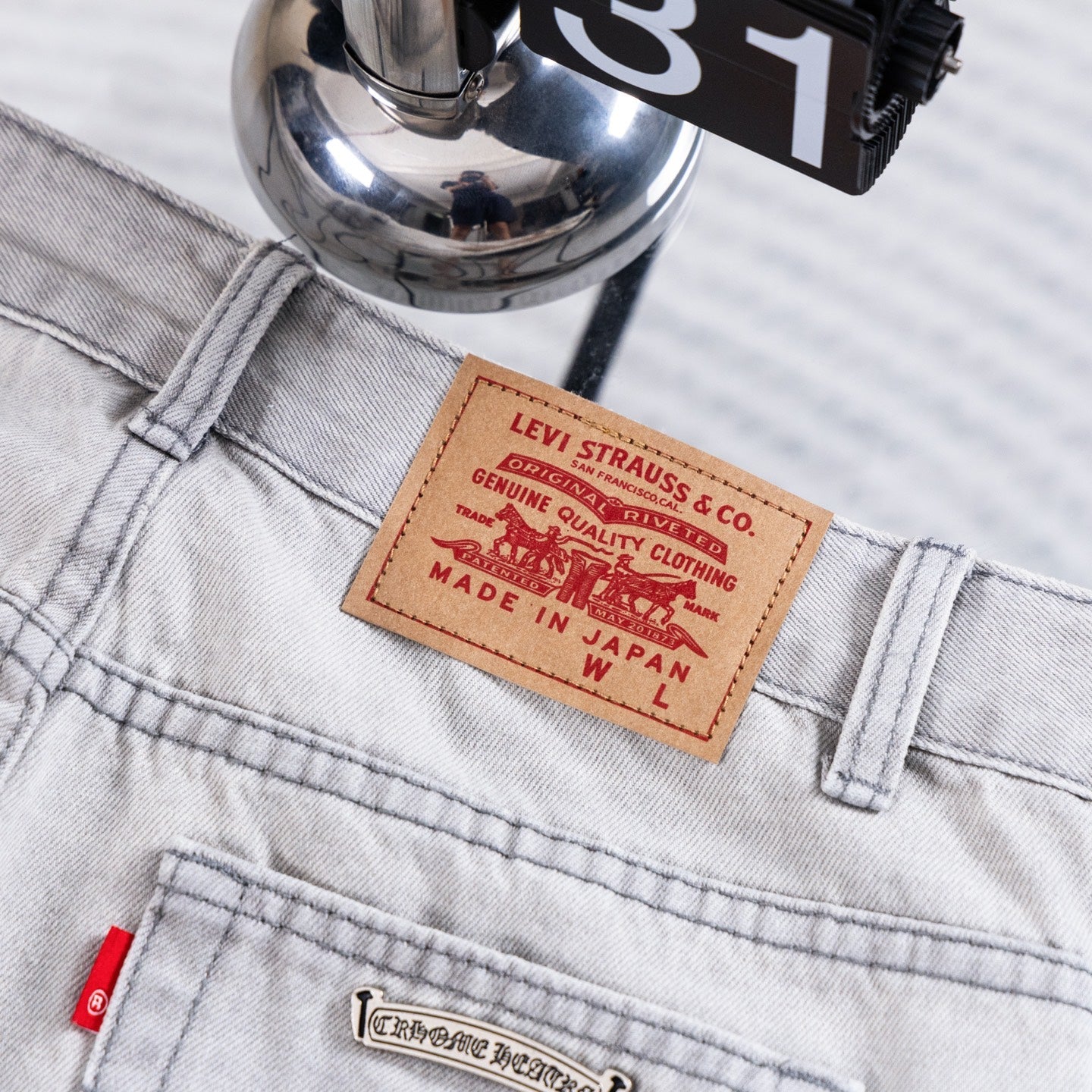 Chrome Heart ×Levi Patchwork Straight-Leg Jeans