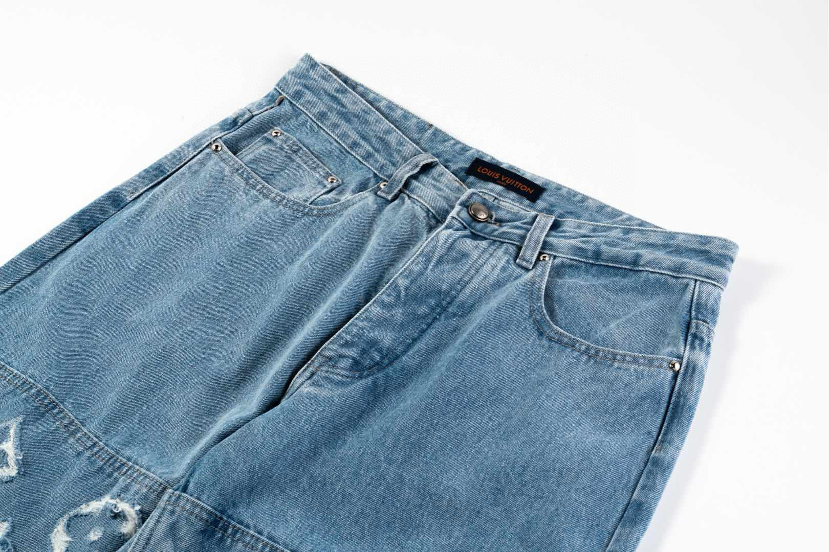 LV Washed Ripped Jeans