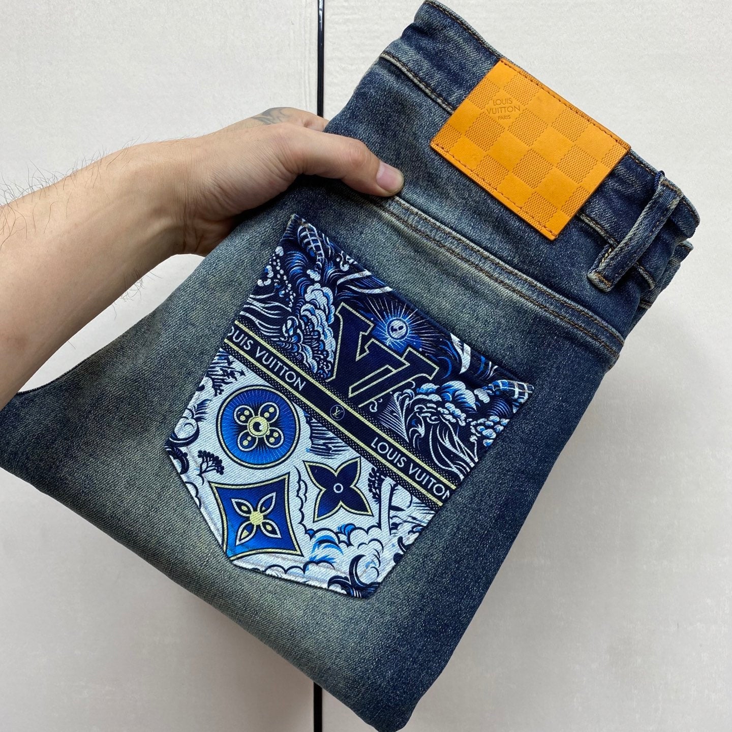 LV Slim Fit Straight-Leg Jeans