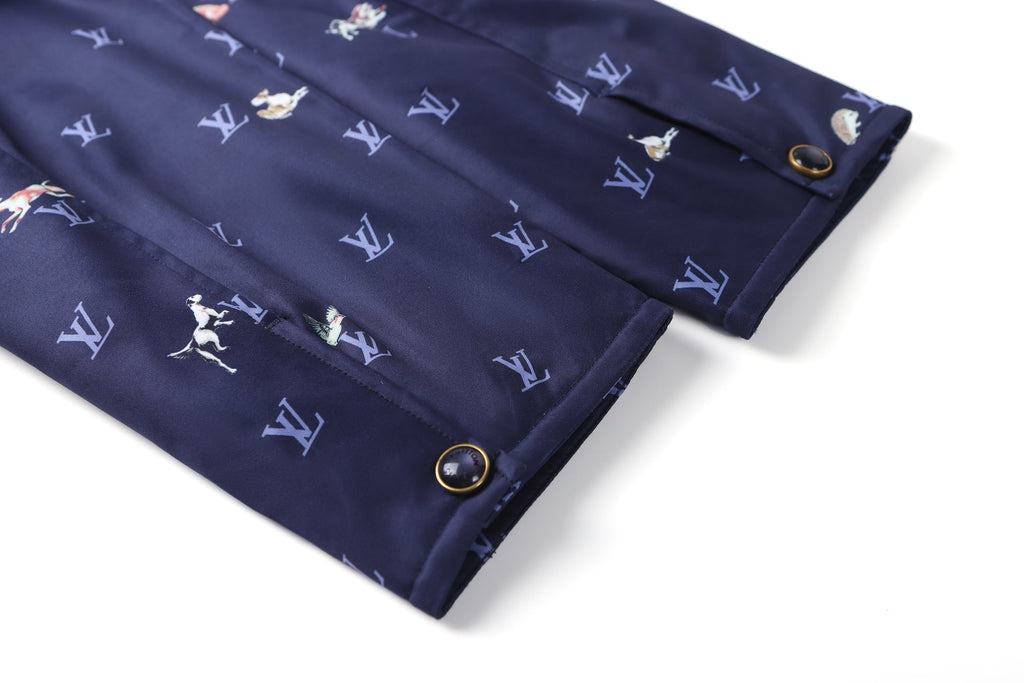 LV Corduroy Lapel Animal Print Jacket