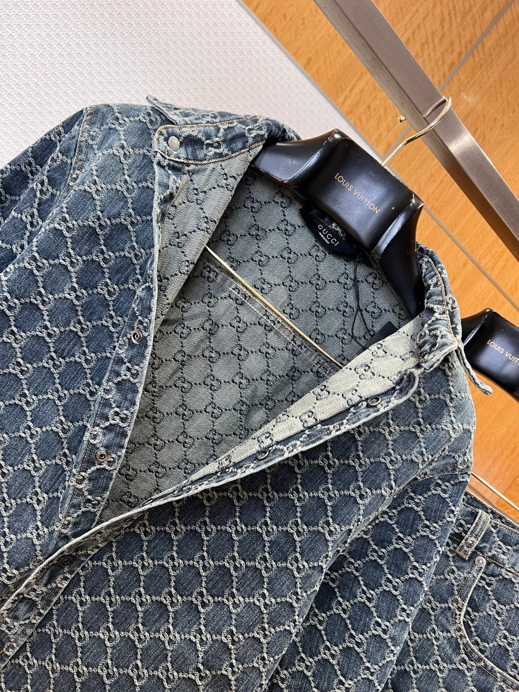 Gucci All-over Denim Shirt & Pants Set