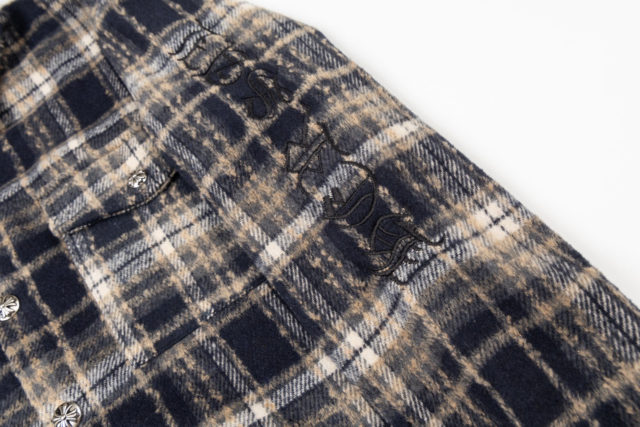 Chrome Heart leather label embroidered wool Shirt