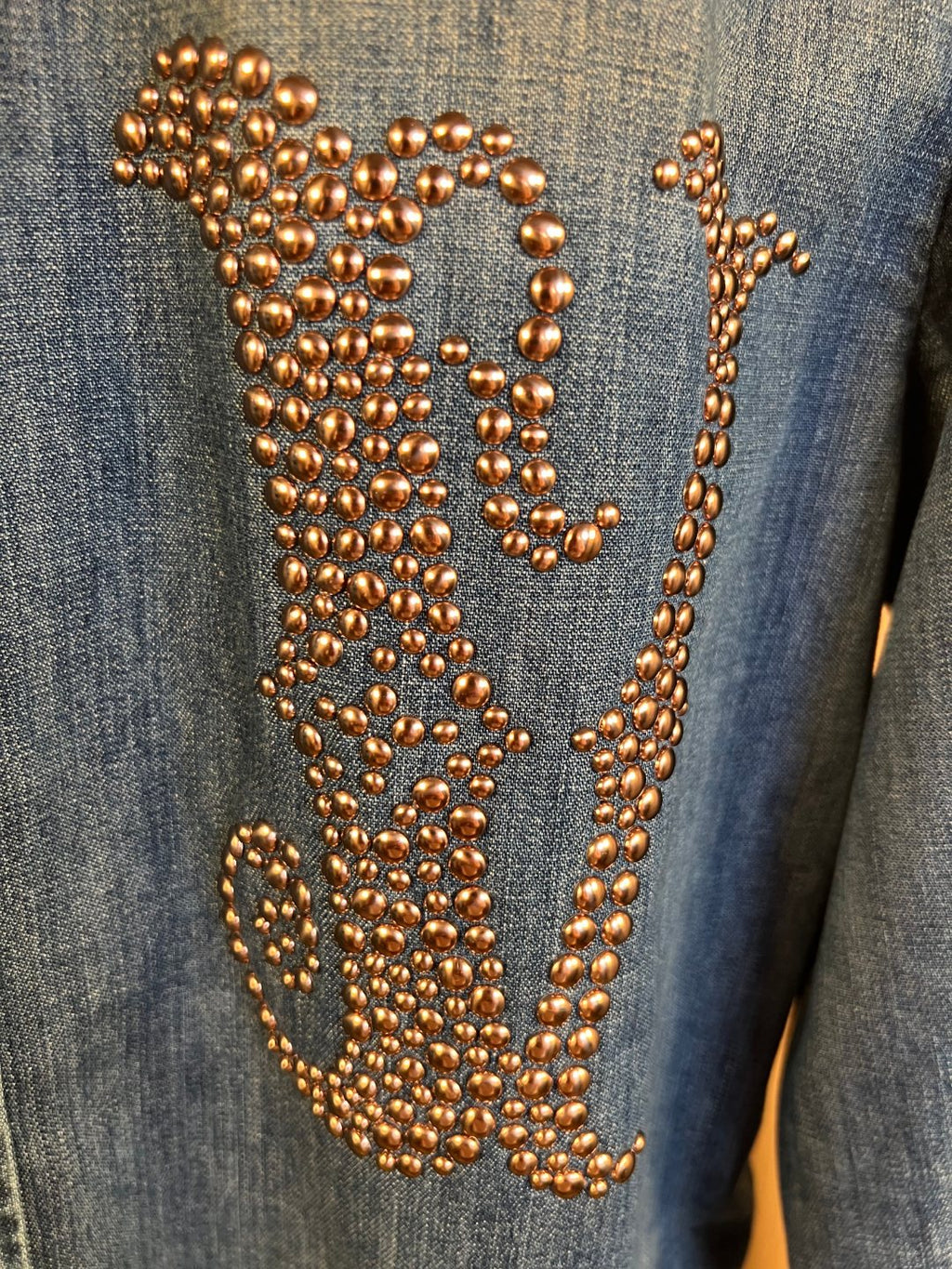 LV Long-sleeved Studded Denim Shirt