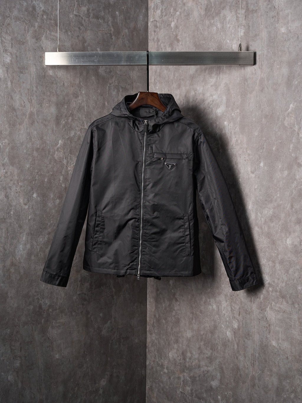 Prada Nylon Zipper Hooded Jacket