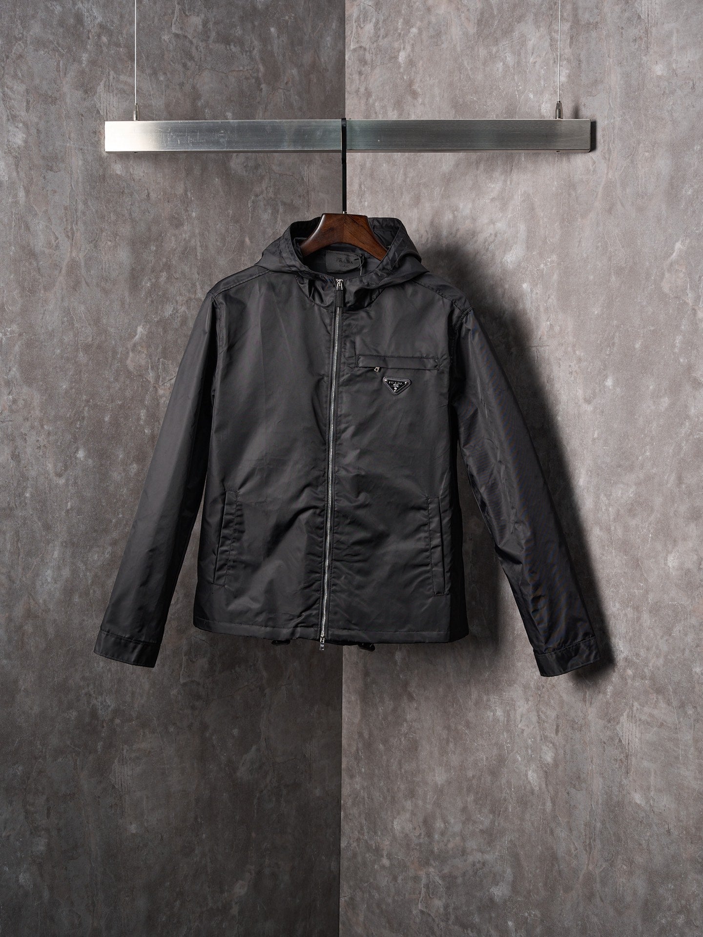 Prada Nylon Zipper Hooded Jacket