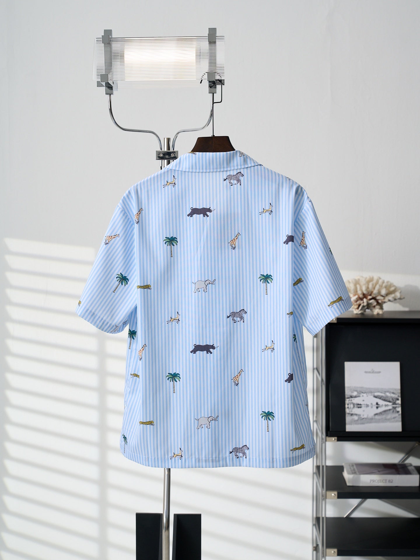 LV All-over Embroidered Striped Short-Sleeve Shirt