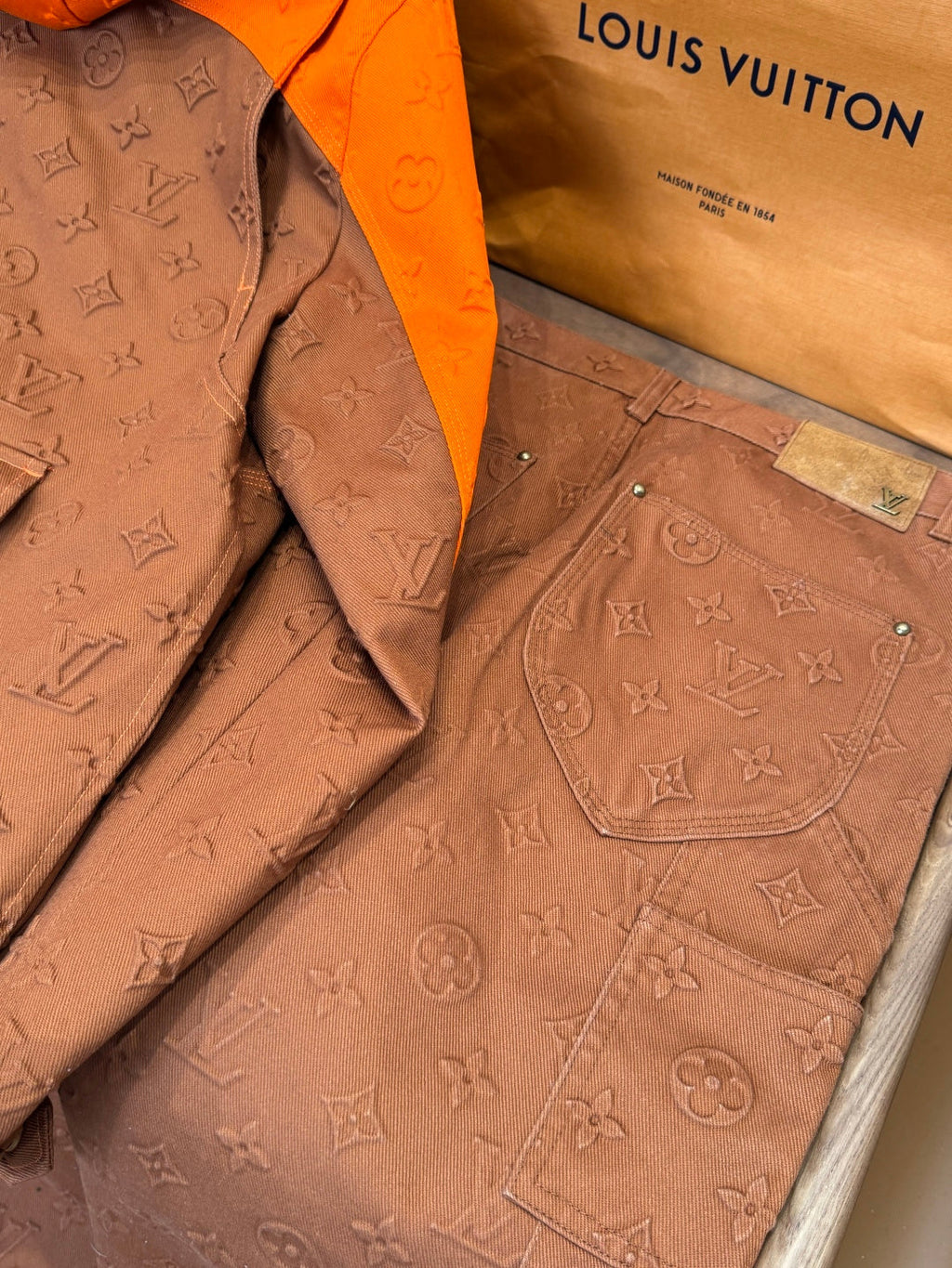 LV Patchwork Embossed Jacket & Pants Set