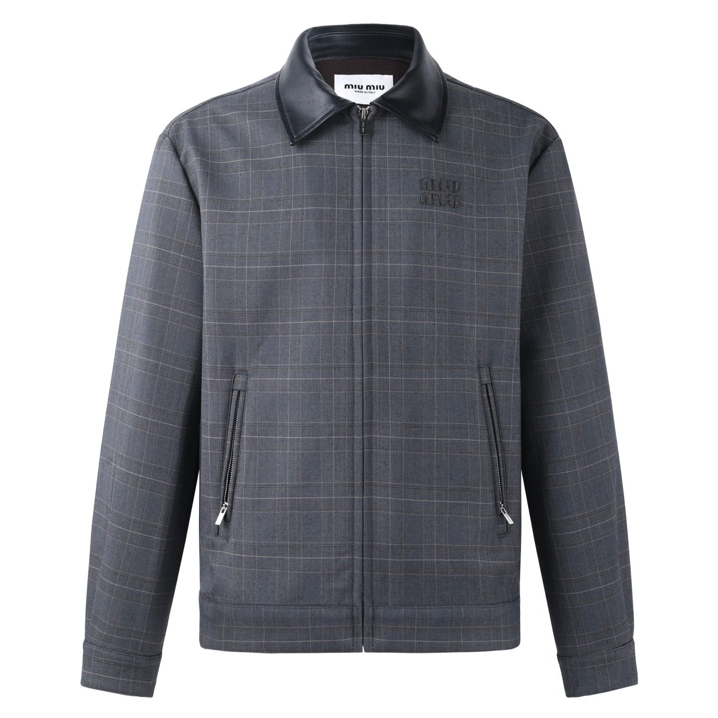 MiuMiu Leather Collar Jacket Unisex