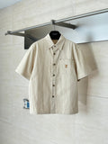 LV Embroidered Short Sleeve Denim Shirt