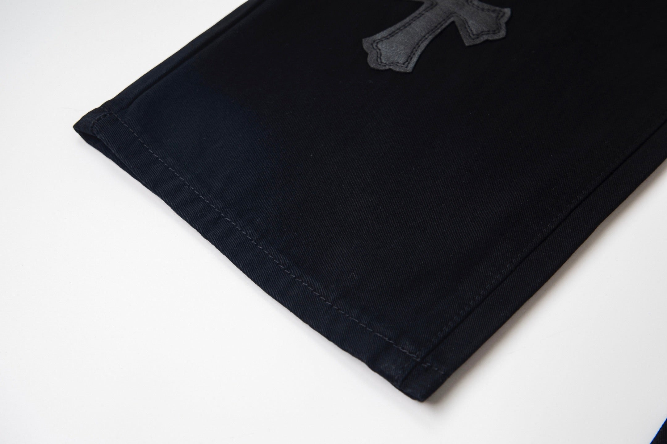 Chrome Heart Cross Pattern Leather Jeans