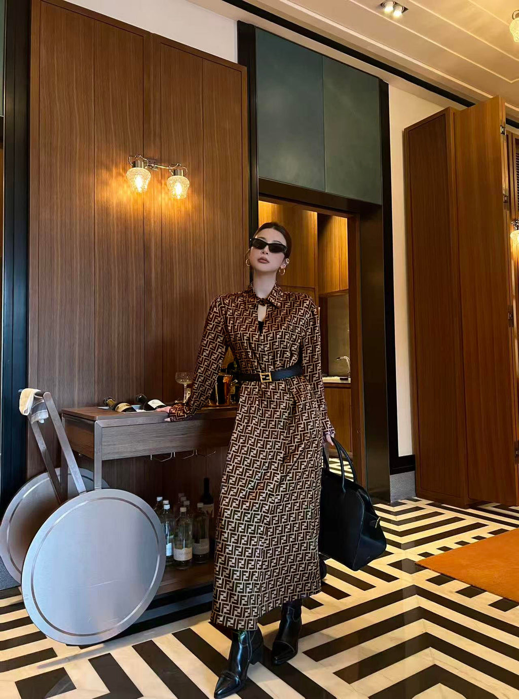 Women's Fendi Parent-Style Monogram Dress with Belt!
