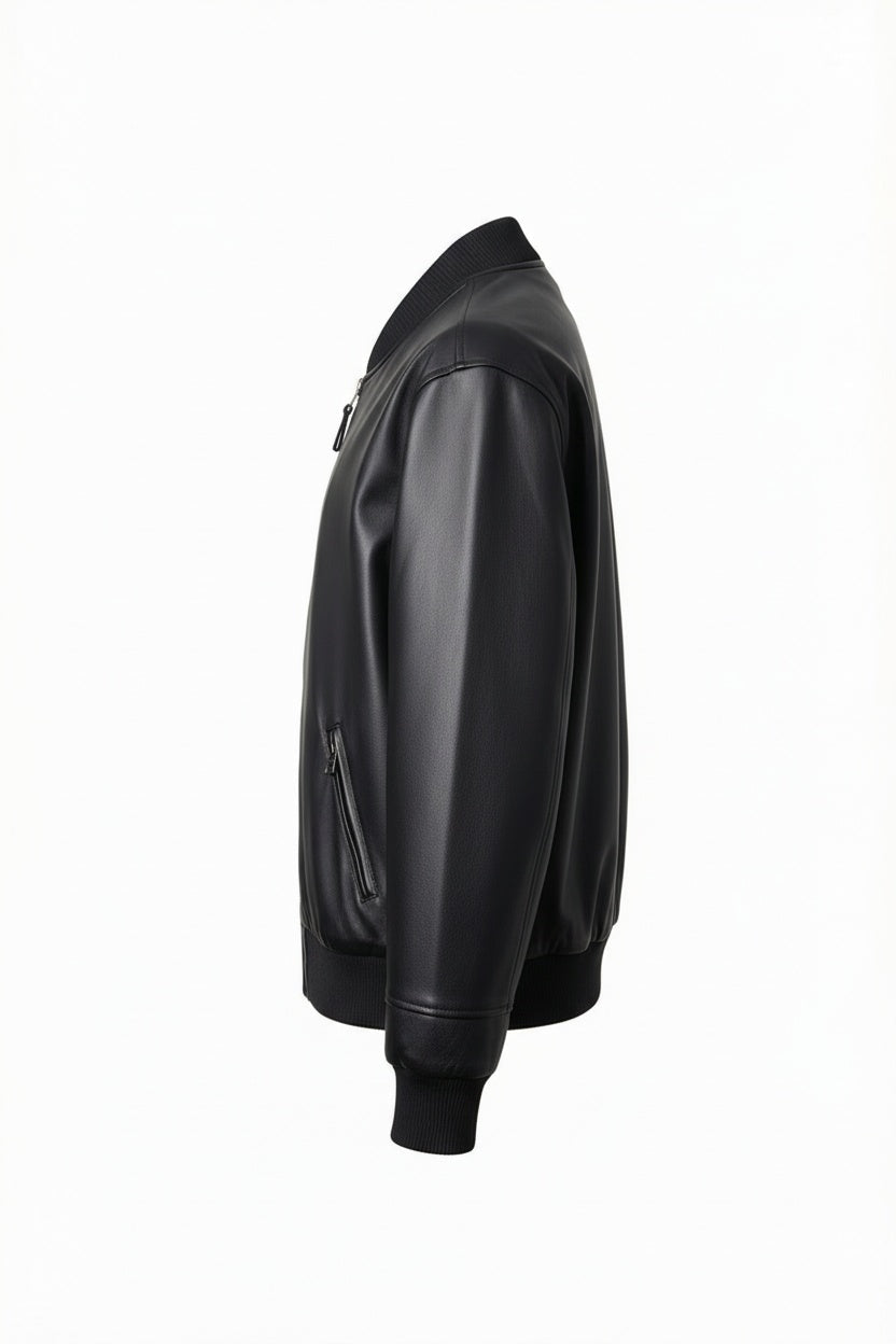 Genuine Black Bomber Leather Jacket
