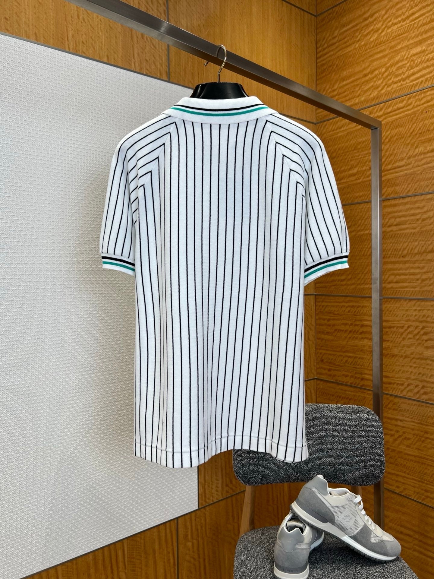 LV Striped Knit Short-Sleeve Shirt