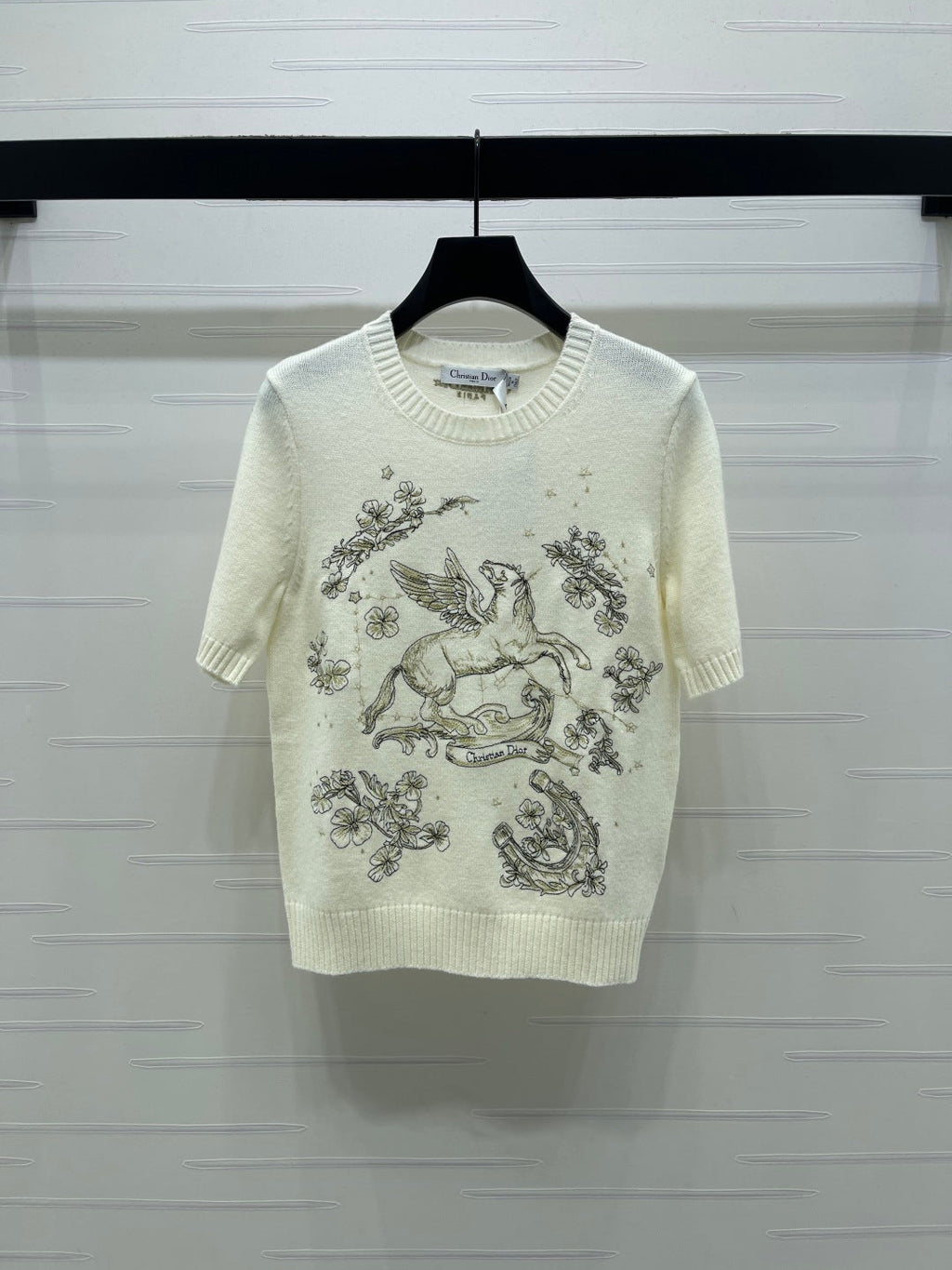 Pegasus Embroidered Knit Short-Sleeve T-Shirt