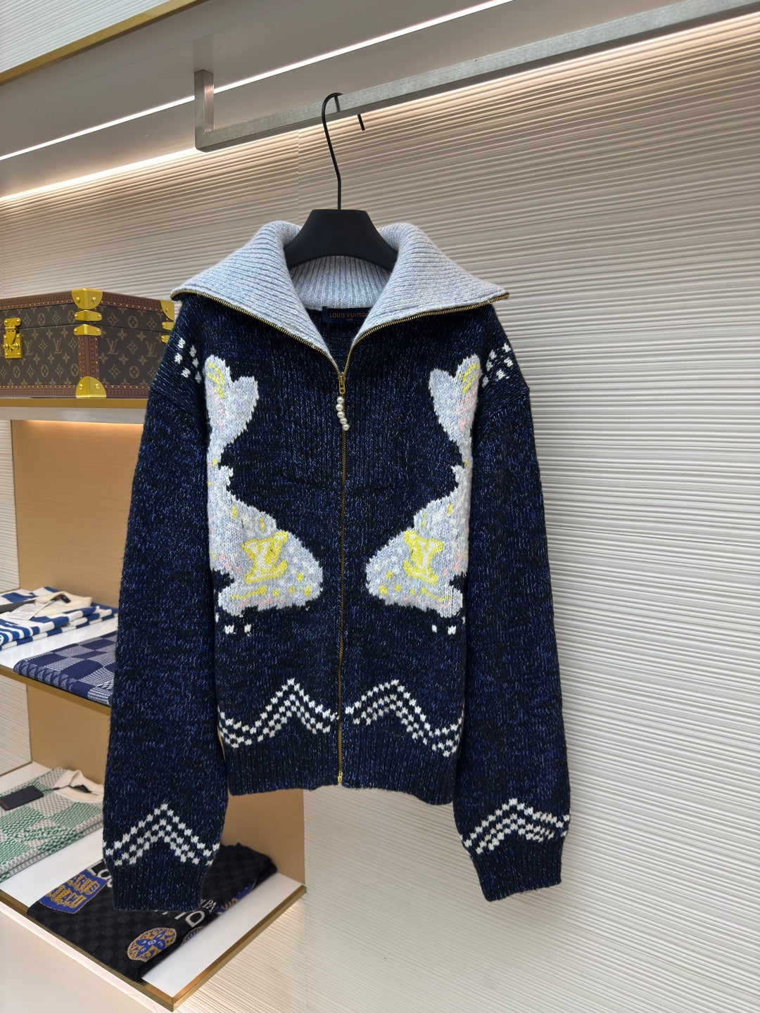 LV Pharrell &  Nigo Collection Zipper Knit Jacket