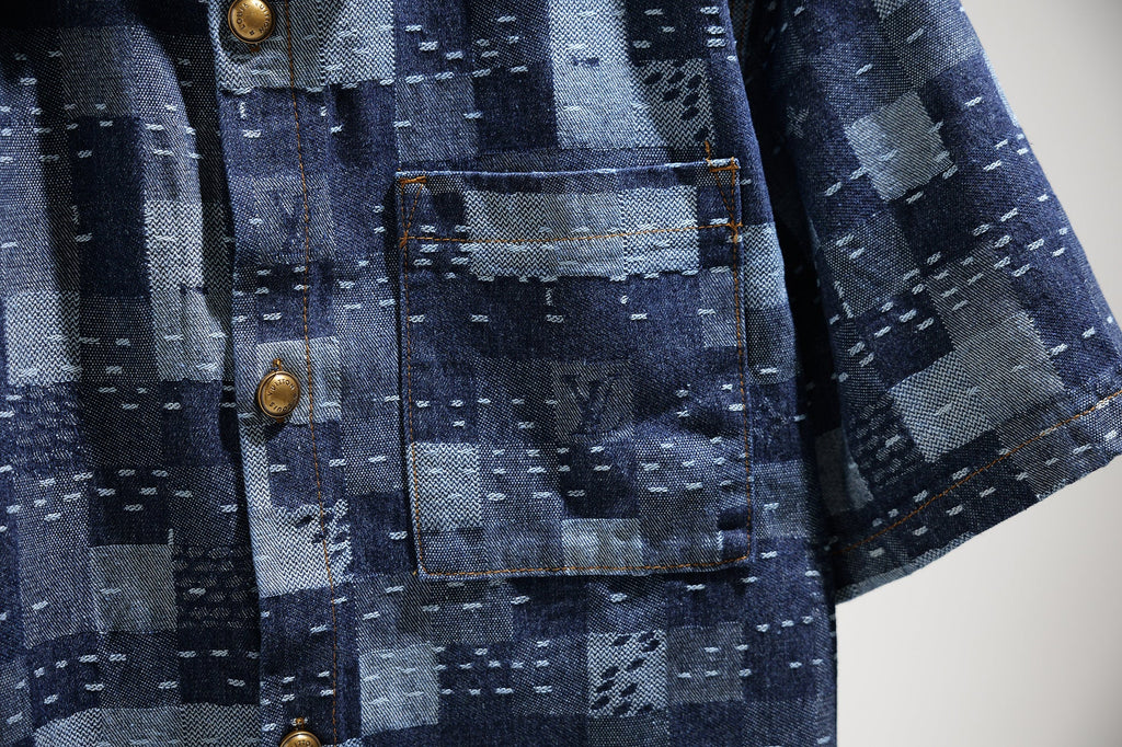LV denim Short Sleeve Shirt