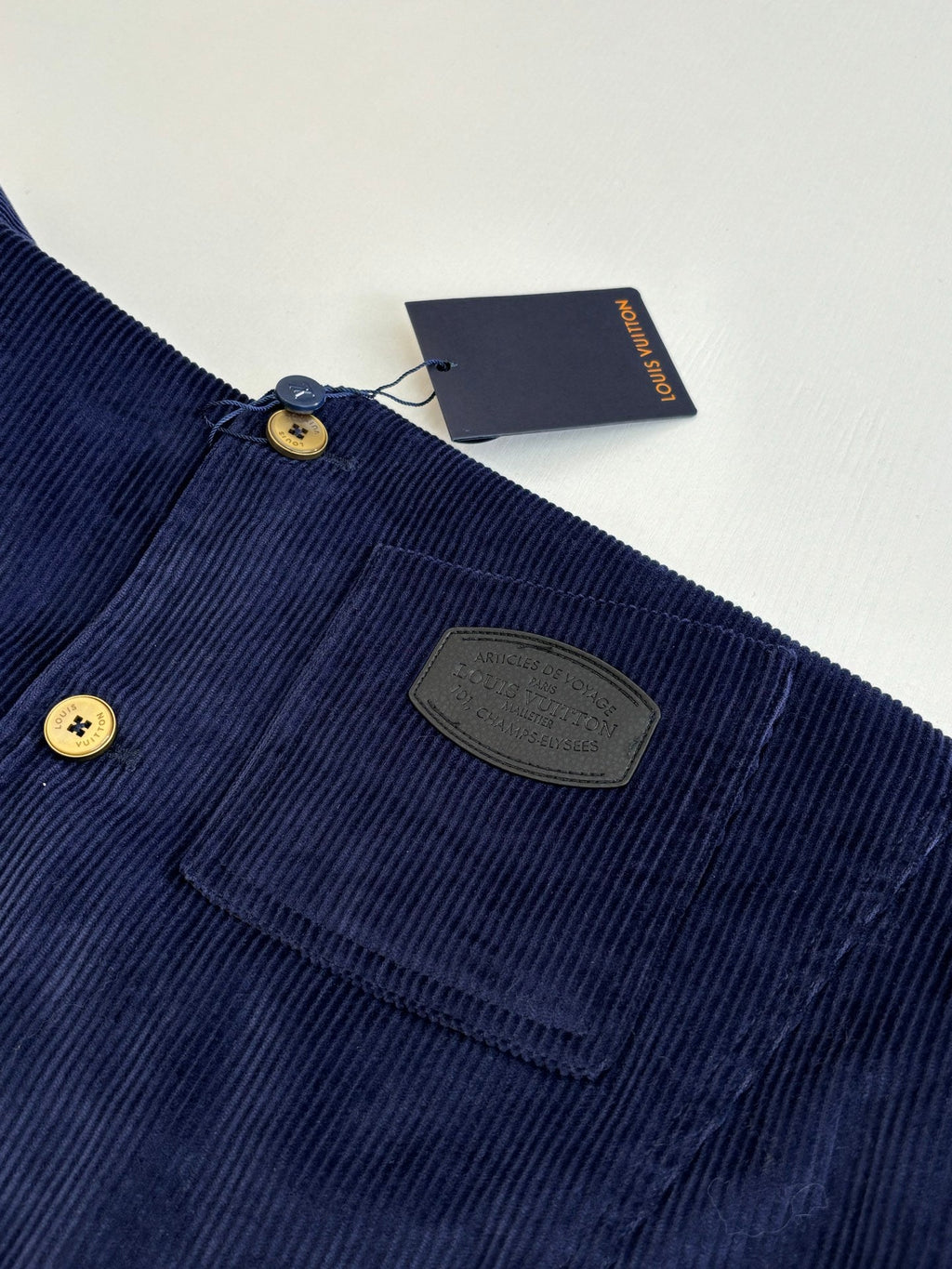 LV-neck corduroy monogram patchwork jacket