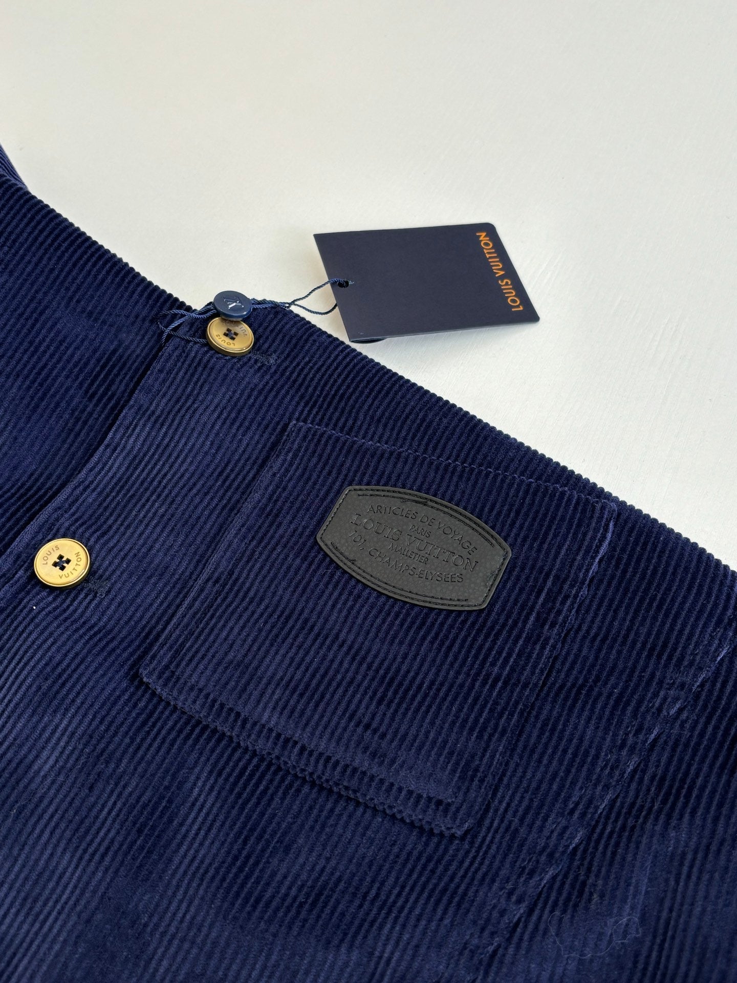 LV-neck corduroy monogram patchwork jacket