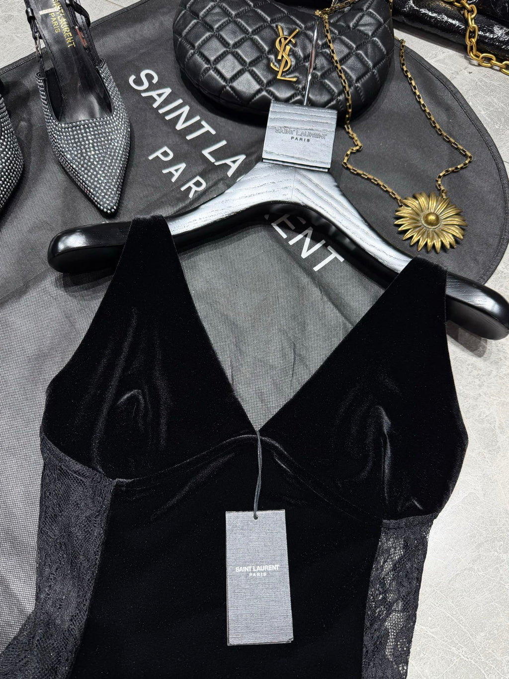 Women's YSL Lace Velvet Top