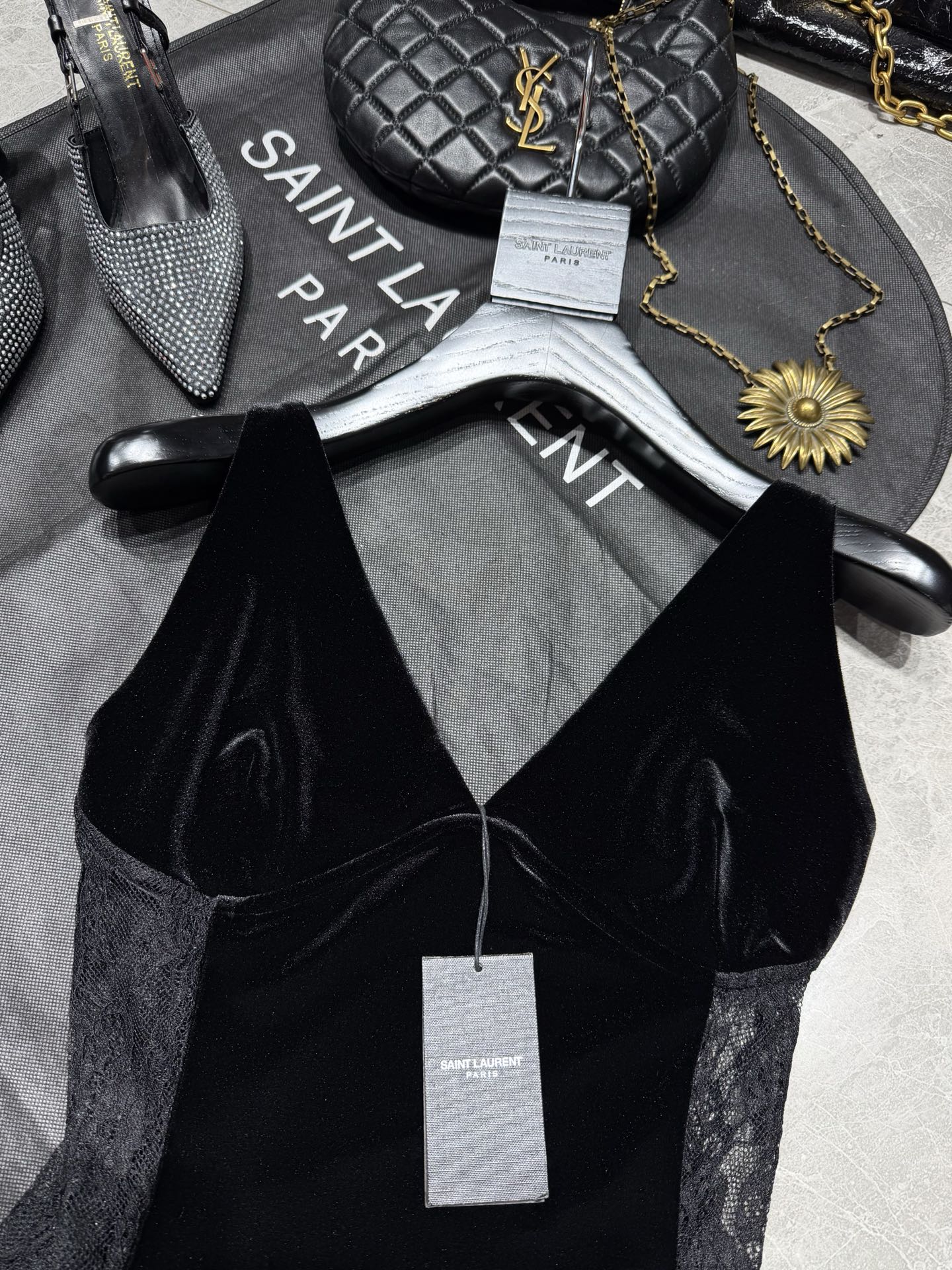 Women's YSL Lace Velvet Top