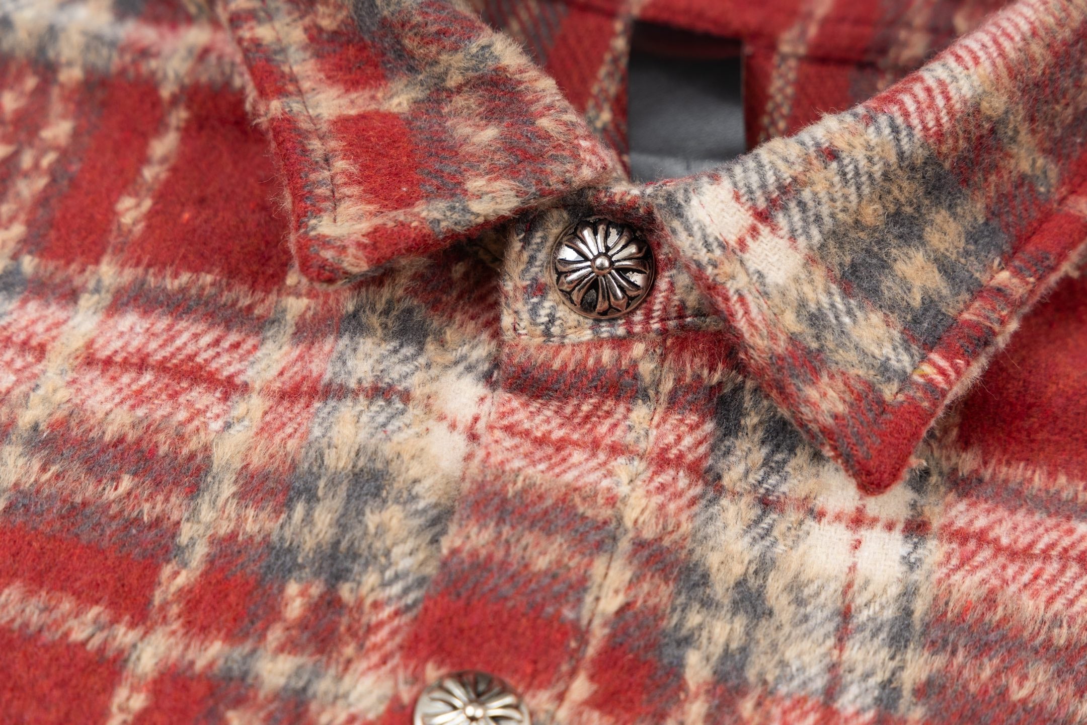 Chrome Heart leather label embroidered wool Shirt