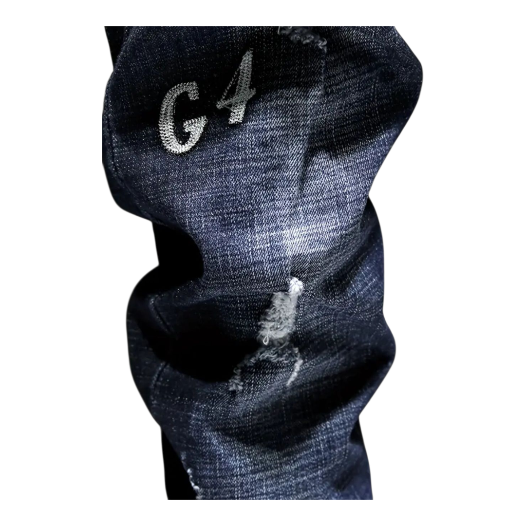 Designer embroidered stretch jeans
