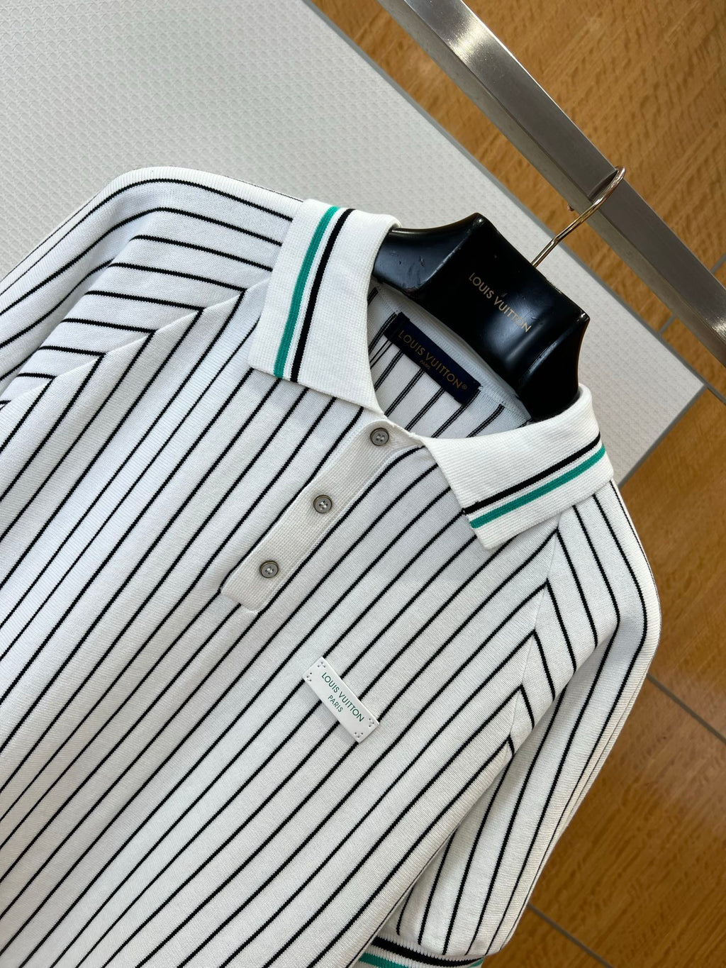 LV Striped Knit Short-Sleeve Shirt