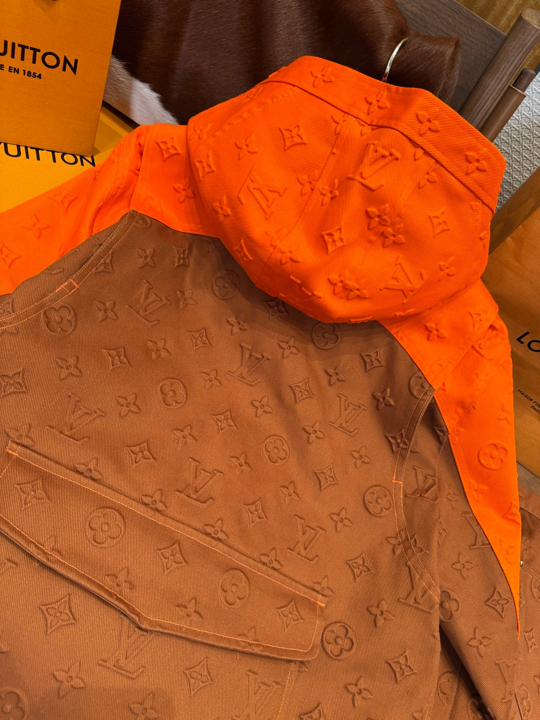 LV Patchwork Embossed Jacket & Pants Set