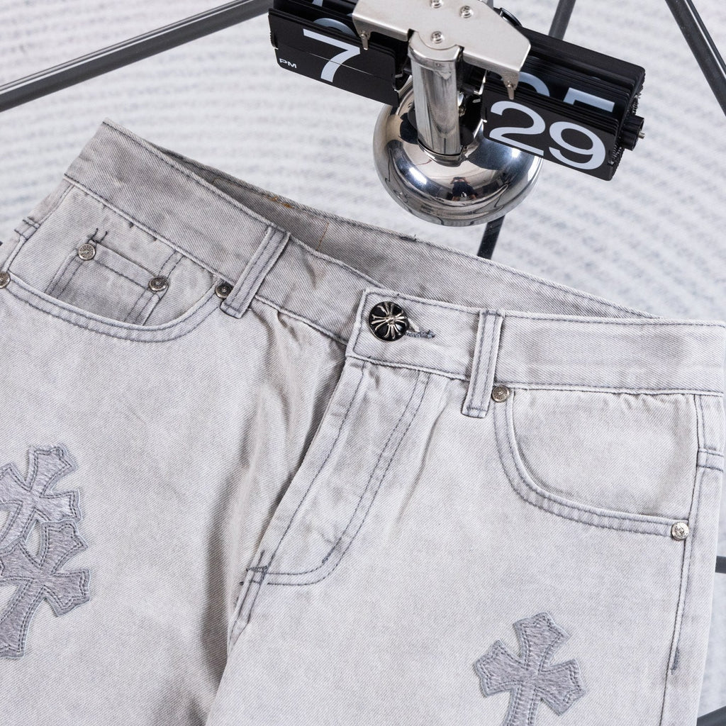 Chrome Heart ×Levi Patchwork Straight-Leg Jeans