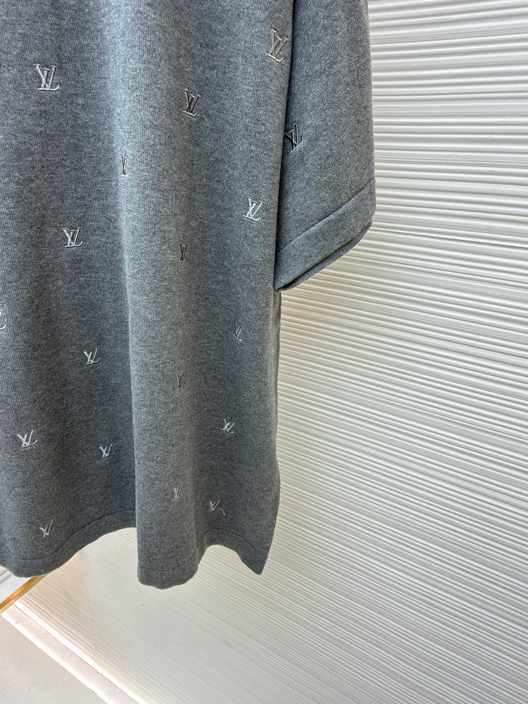 LV Small Gray Embroidered Knit Shirt