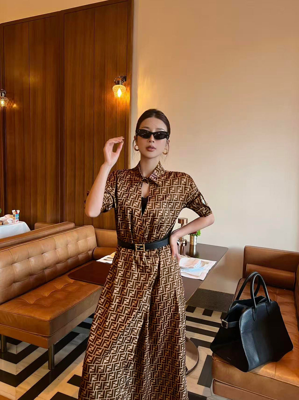 Women's Fendi Parent-Style Monogram Dress with Belt!