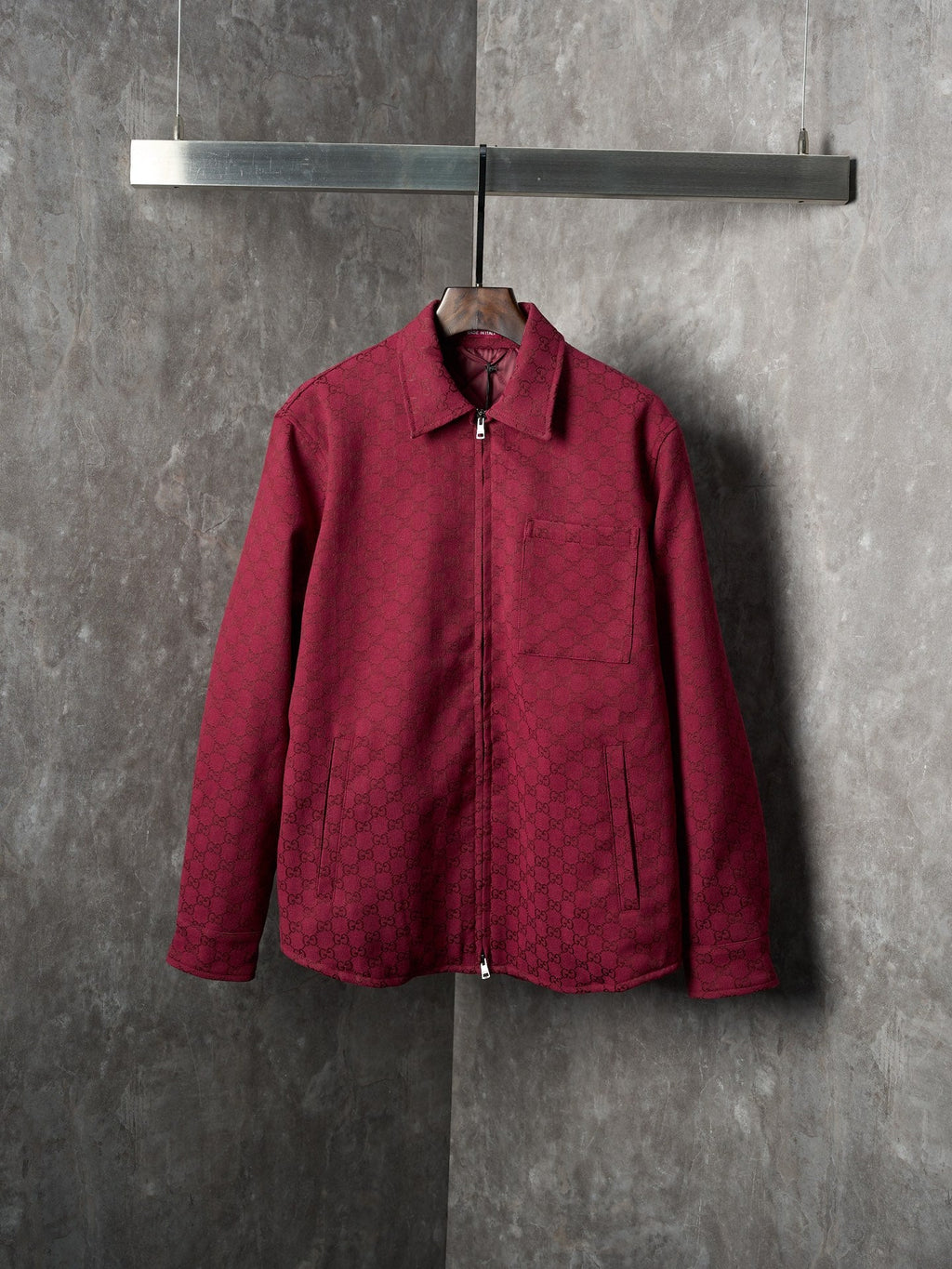 GG Jacquard Canvas Jacket with Chain Collar
