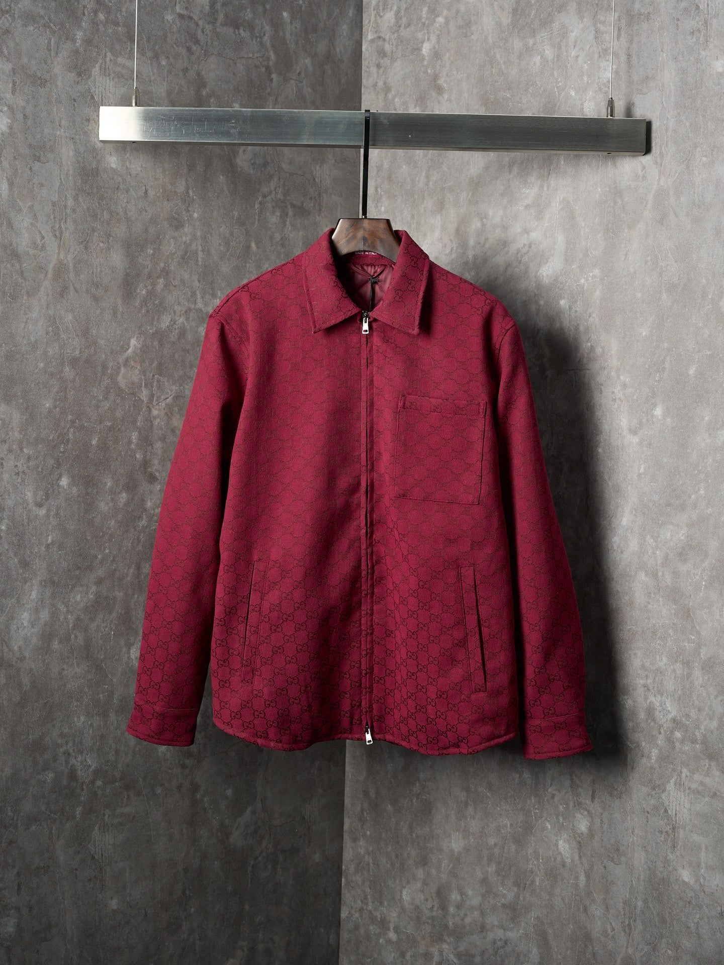 GG Jacquard Canvas Jacket with Chain Collar