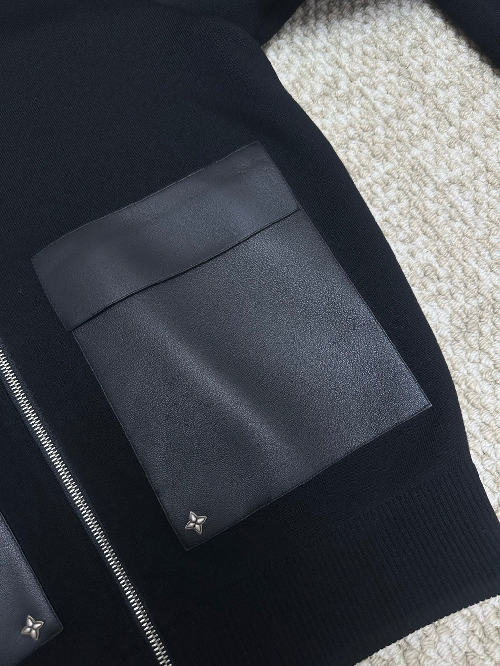 LV Black Knitted Leather Jacket