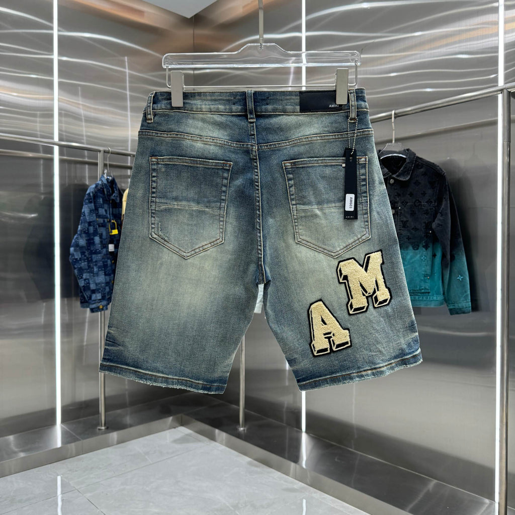 Amiri Embroidered Denim Shorts