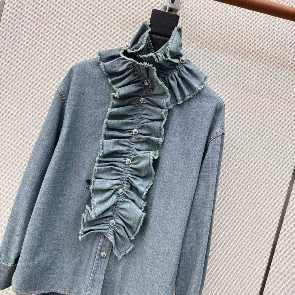 Dior Ruffled Court Denim Shirt