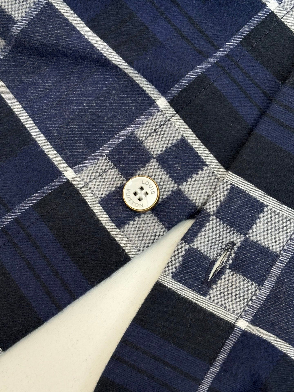 LV  Check Collared Long-sleeved Shirt