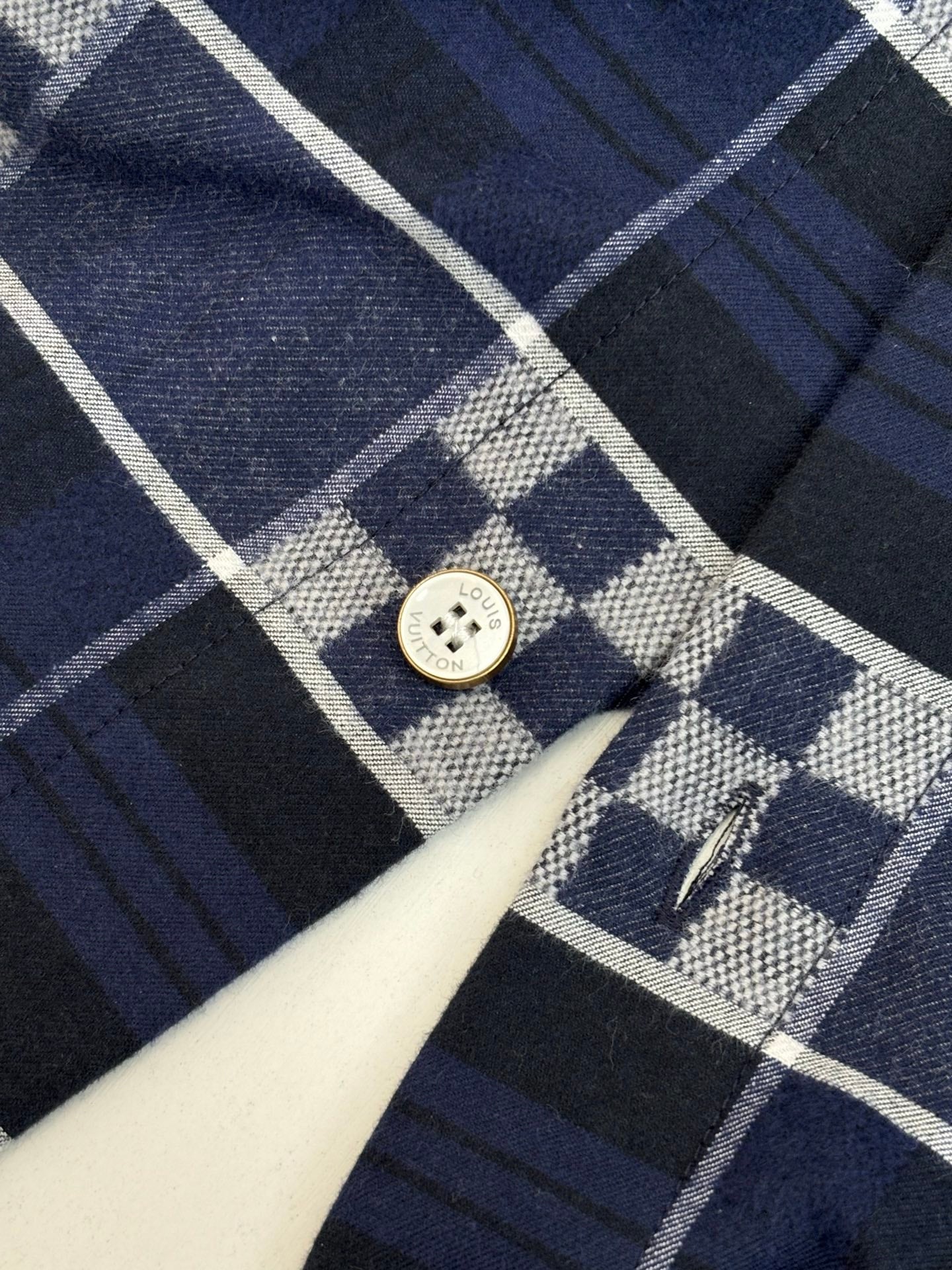 LV  Check Collared Long-sleeved Shirt