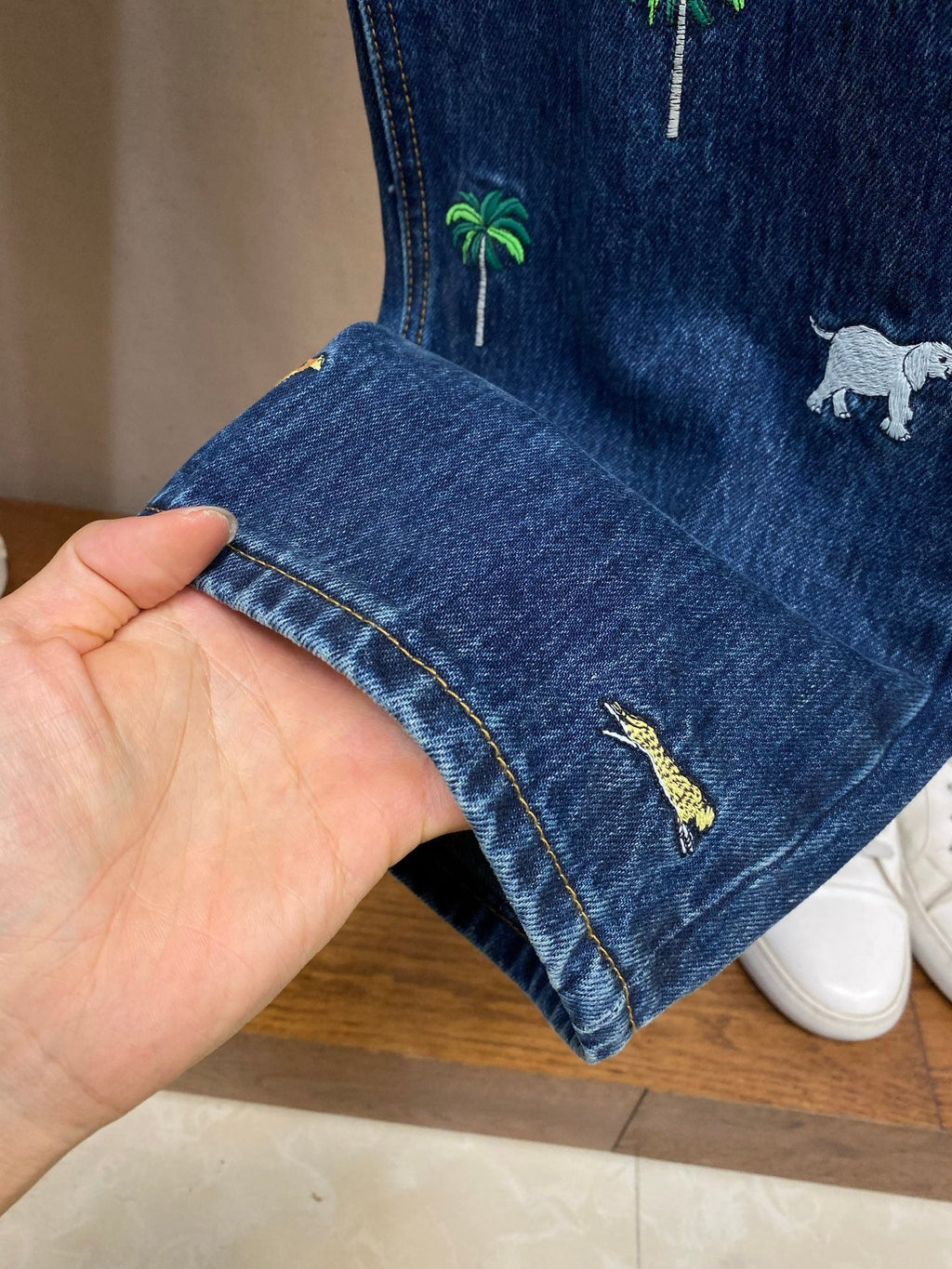 LV Animal Embroidered Denim Jeans