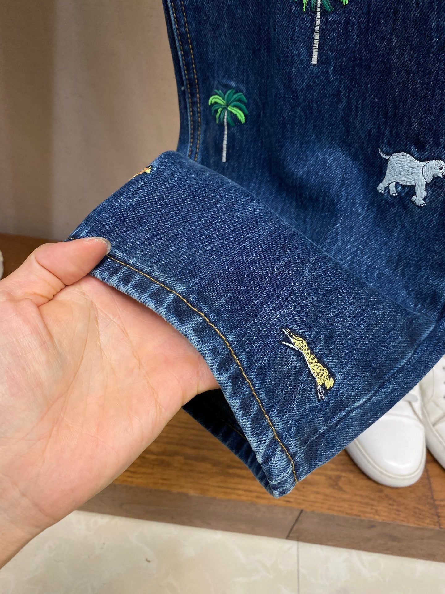 LV Animal Embroidered Denim Jeans