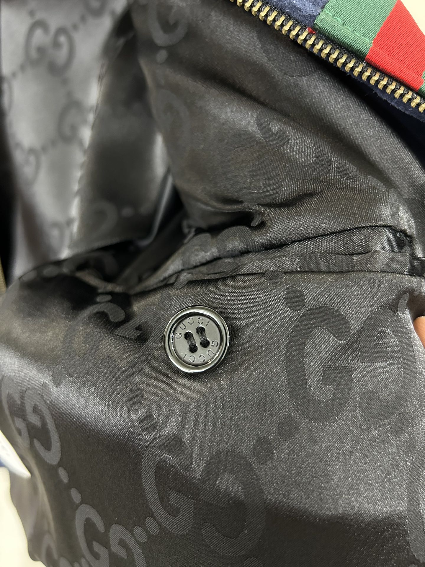 GG suede zip up stand-collar leather jacket