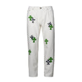 Chrome Hearts 24SS UK Limited Edition White and Apple Green Patchwork Zebra Jeans