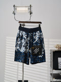 LV Embroidery Leather Camo Jacquard Knit Shorts